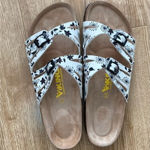 NEW🆕️ Birkenstock Style VIKING COMFORT  FLORAL WHITE Sandal NEW 42EU